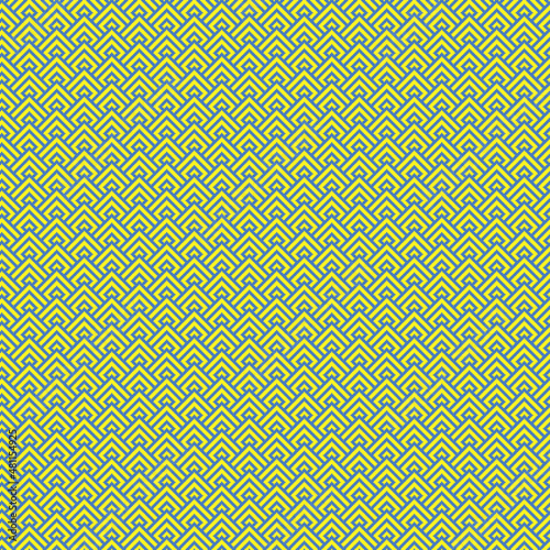 simple vector pixel art blue and yellow seamless pattern of minimalistic geometric scaly rhombus pattern in japanese style