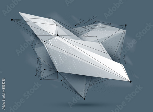 Polygonal form vector abstract design, modern futuristic shape AI neural network concept, dynamic technology abstraction theme, geometric art.