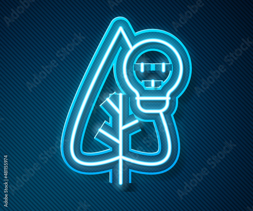 Glowing neon line Poison flower icon isolated on blue background. Vector