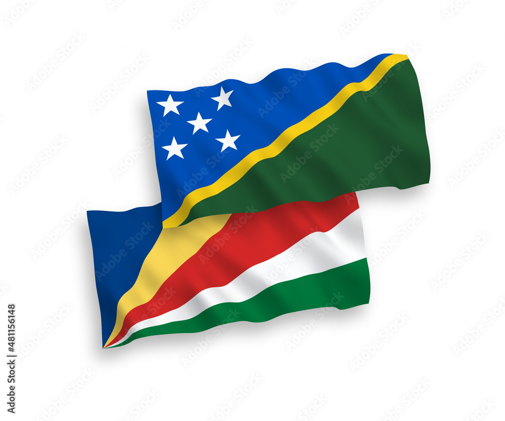 Flags of Solomon Islands and Seychelles on a white background Flags of Solomon Islands and Seychelles on a white background