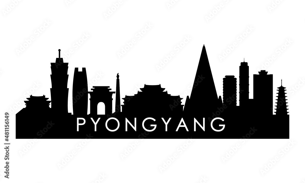Pyongyang skyline silhouette. Black Pyongyang city design isolated on white background.