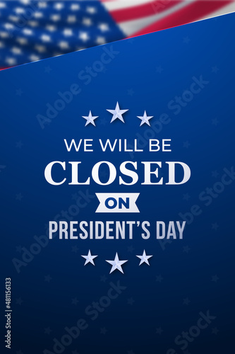 President's day flyer. Lettering on waving national flag background..Vector design template for website, banner etc.