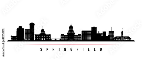 Springfield skyline horizontal banner. Black and white silhouette of Springfield, Ilinois. Vector template for your design. photo