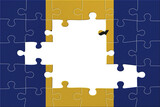 World countries. Puzzle- frame background in colors of national flag. Barbados
