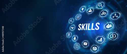 Internet, business, Technology and network concept.Coach motivation to skills improvement. Education concept. Training. Leadership skills. Human abilities. 3d illustration. photo