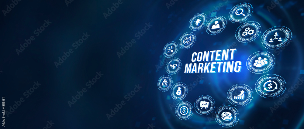 Fototapeta premium Internet, business, Technology and network concept. Digital Marketing content planning advertising strategy concept. 3d illustration.