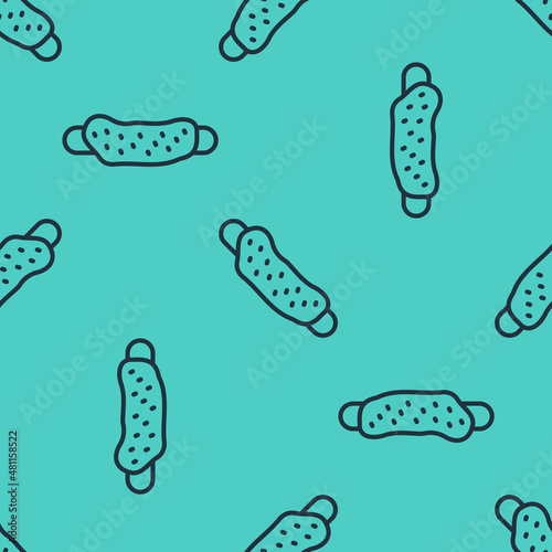 Black line Washcloth icon isolated seamless pattern on green background. Bath house sauna washcloth sign. Item for pleasure and relaxing. Vector