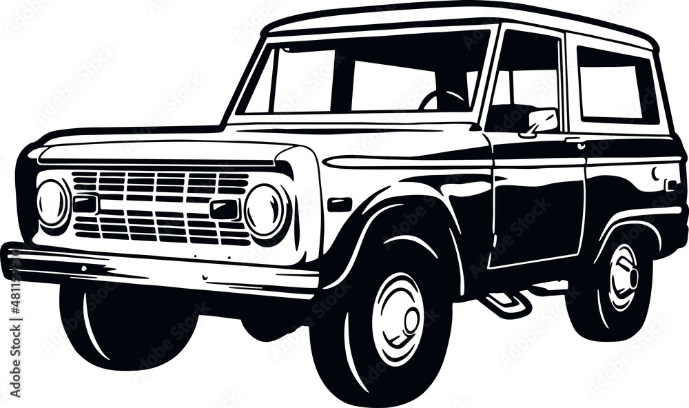 Classic Truck, Muscle car, Classic car, Stencil, Silhouette, Vector Clip Art - Truck 4x4 Off Road - Offroad car for tshirt and emblem