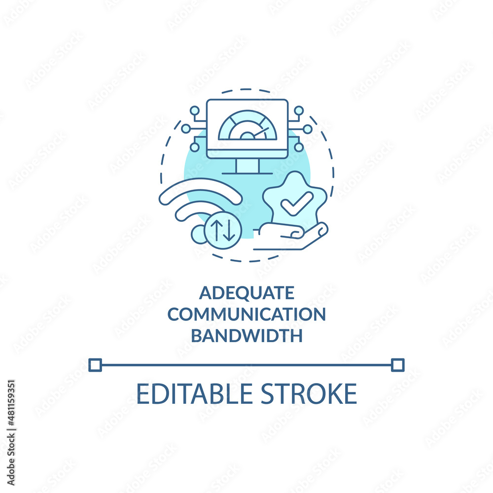 Adequate communication bandwidth turquoise concept icon. Data cyber security abstract idea thin line illustration. Isolated outline drawing. Editable stroke. Roboto-Medium, Myriad Pro-Bold fonts used Adequate communication bandwidth turquoise concept icon. Data cyber security abstract idea thin line illustration. Isolated outline drawing. Editable stroke. Roboto-Medium, Myriad Pro-Bold fonts used
