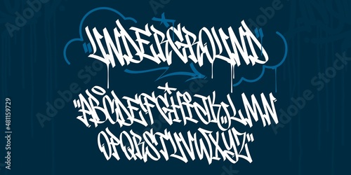 Abstract Handwritten Hiphop Graffiti Street Art Style Font Alphabet Vector Illustration