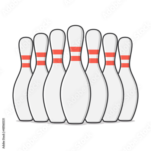Group Of Bowling Pins Vector Icon Illustration. Bowling Pins Sport Flat Icon