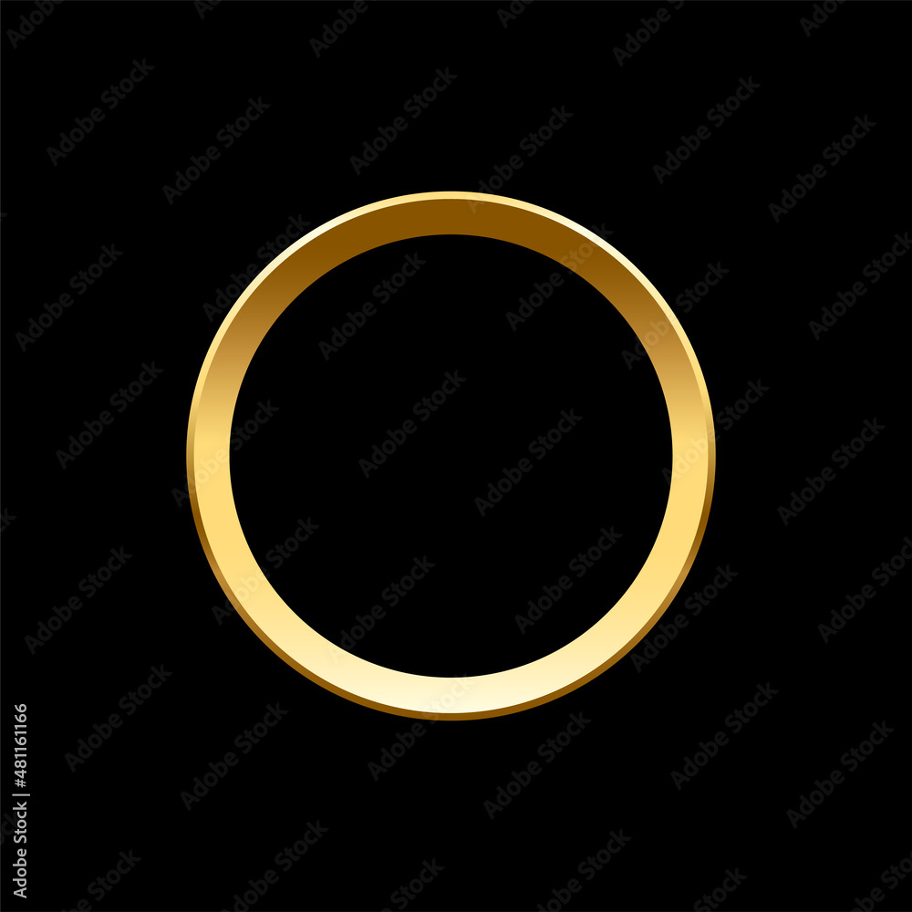 Gold round frame for picture on black background. Blank space for picture, painting, card or photo. 3d realistic modern circle template vector illustration. Simple golden object mockup Gold round frame for picture on black background. Blank space for picture, painting, card or photo. 3d realistic modern circle template vector illustration. Simple golden object mockup