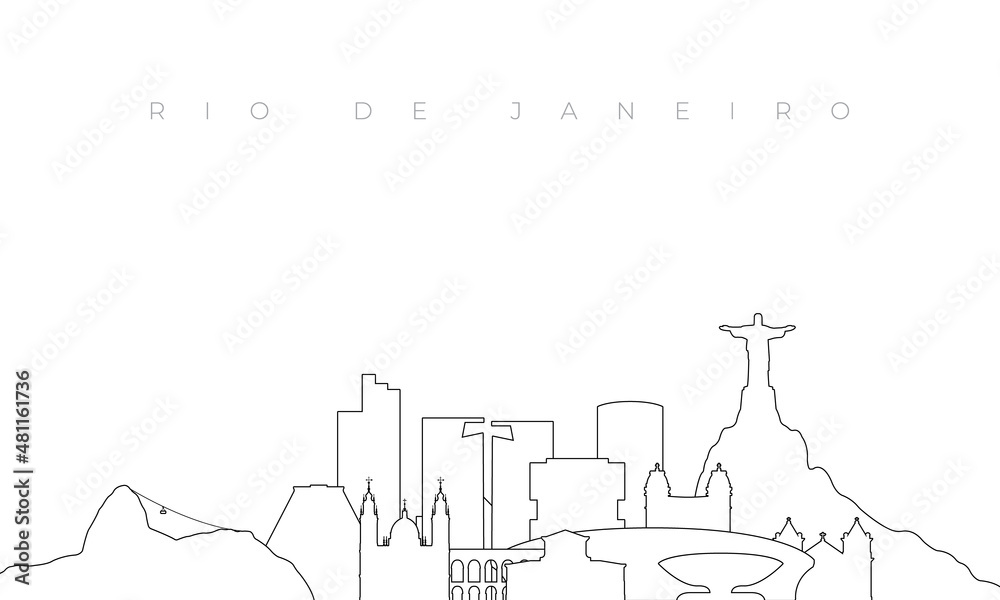 Outline Rio de Janeiro skyline. Trendy template with Rio city buildings and landmarks in line style. Stock vector design.