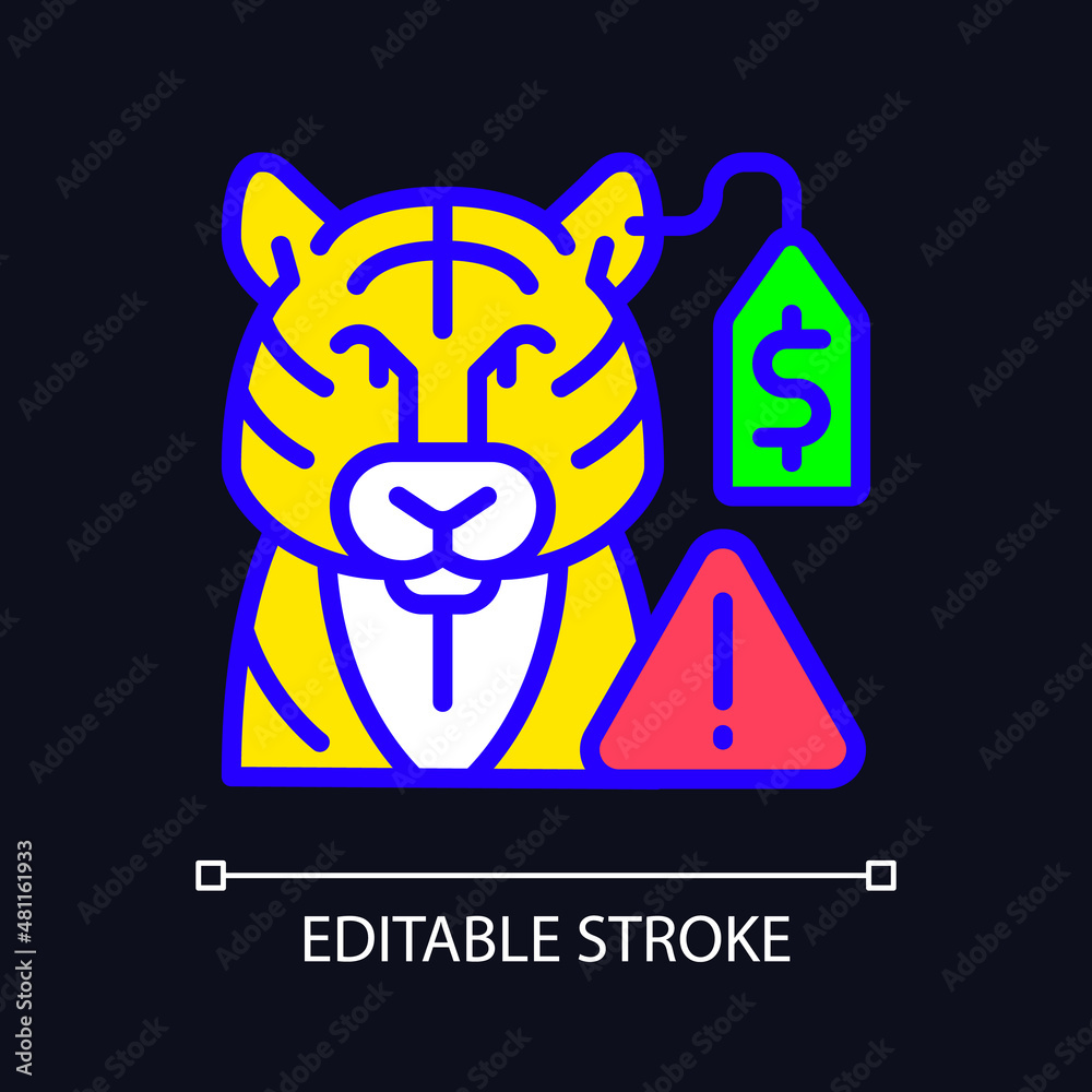 Wildlife smuggling RGB color icon for dark theme. Animals trafficking ...