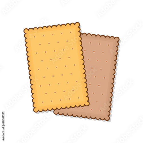 Biscuit Cookie Snacks Vector Icon Illustration. Cracker Biscuits Flat Icon