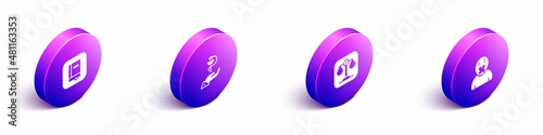 Set Isometric Law book, Caduceus snake medical, Scales of justice and Censor and freedom speech icon. Vector