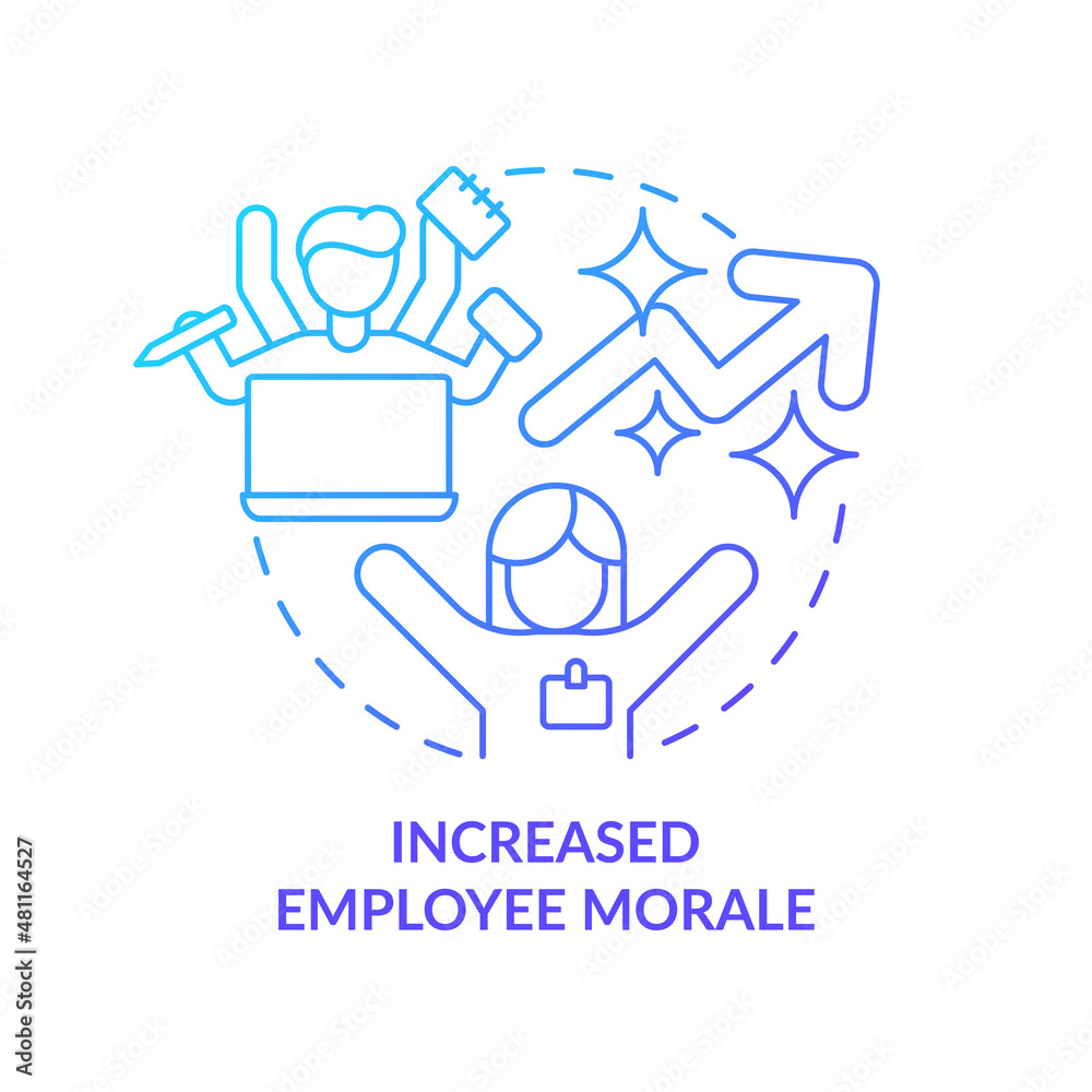 Increased employee morale blue gradient concept icon. Business clarity provide abstract idea thin line illustration. Isolated outline drawing. Roboto-Medium, Myriad Pro-Bold fonts used