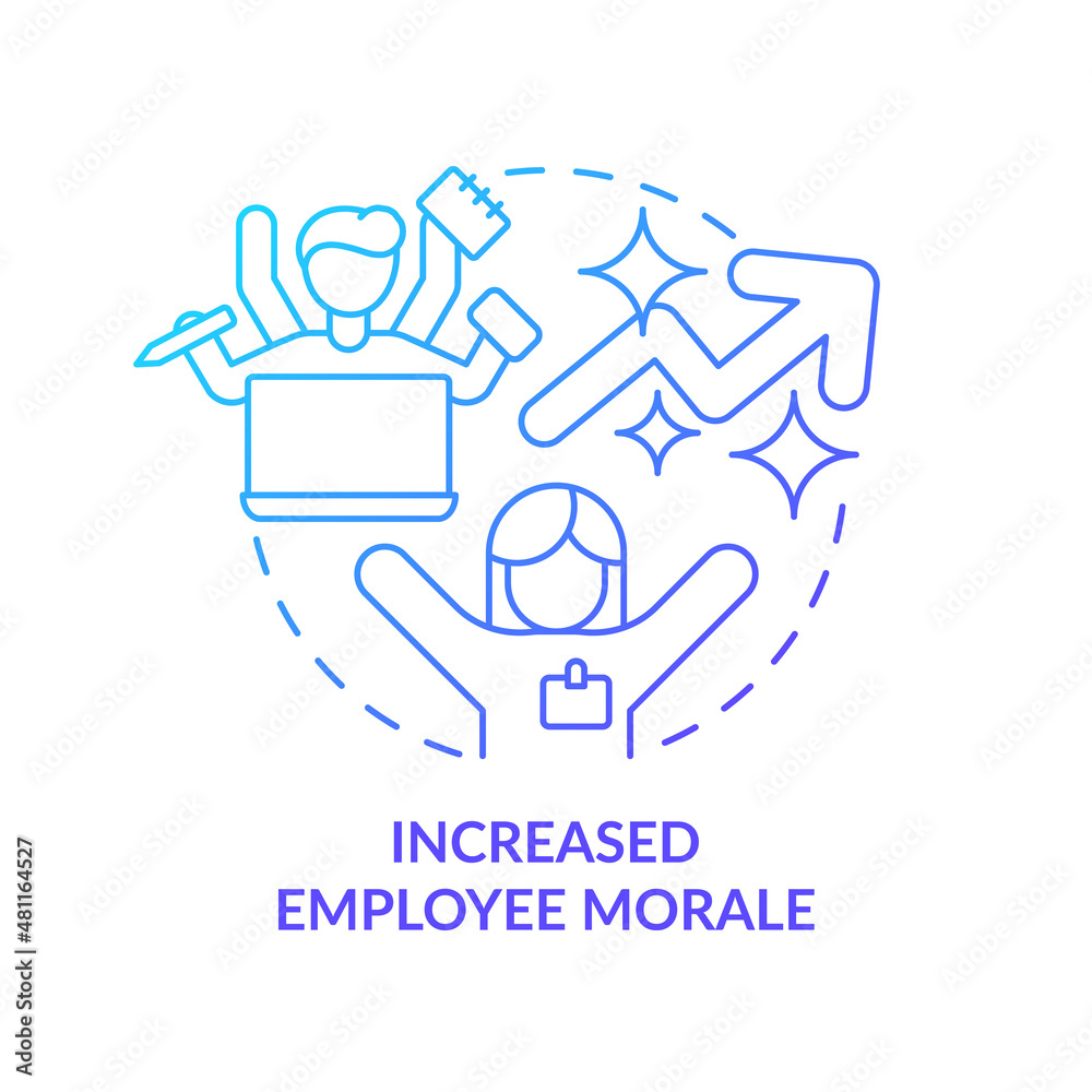Increased employee morale blue gradient concept icon. Business clarity provide abstract idea thin line illustration. Isolated outline drawing. Roboto-Medium, Myriad Pro-Bold fonts used Increased employee morale blue gradient concept icon. Business clarity provide abstract idea thin line illustration. Isolated outline drawing. Roboto-Medium, Myriad Pro-Bold fonts used