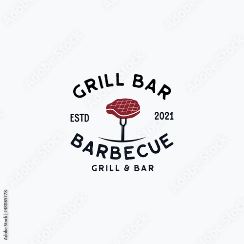 Steak House, barbecue restaurant logo design concept