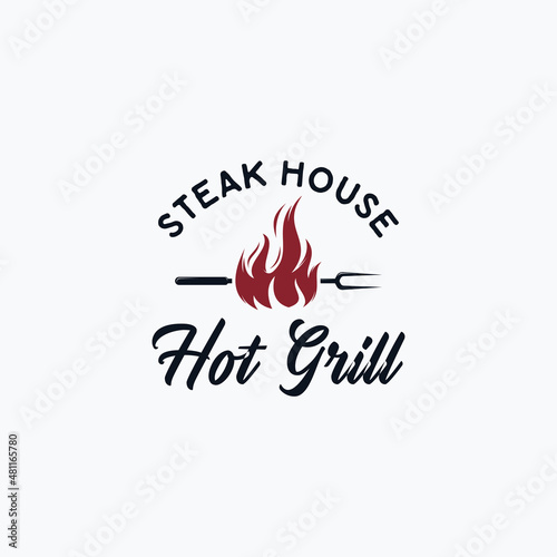 Grill and barbecue logo vector illustration steak house
