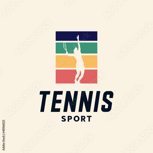 Vintage tennis club logo design vector illustration