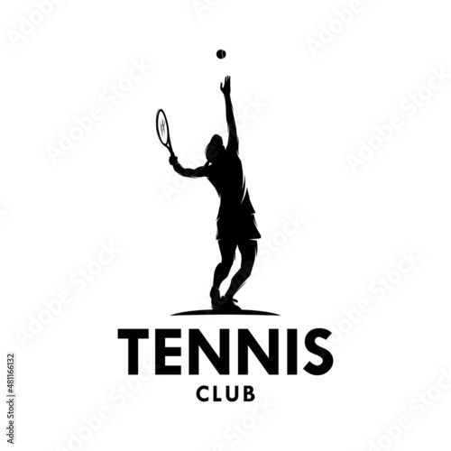 Tennis player woman logo design vector illustration