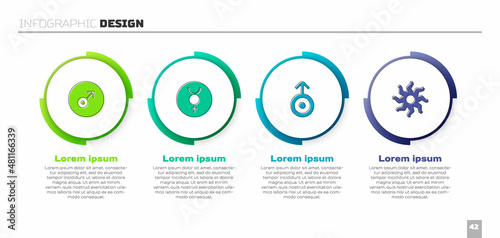 Set Mars symbol, Symbol Mercury, Uranus and Sun. Business infographic template. Vector