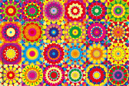 24 seamless textures for creativity. Pattern in kaleidoscope style.