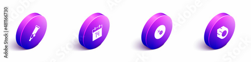 Set Isometric Telescope, Calendar, Venus symbol and Comet icon. Vector