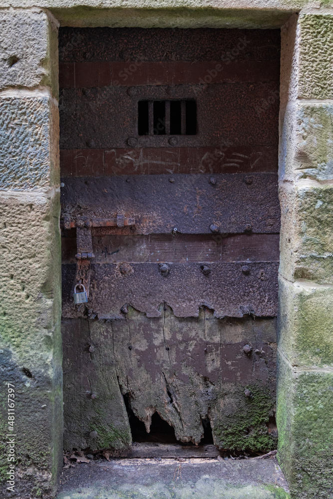old iron door of the castle of donostia