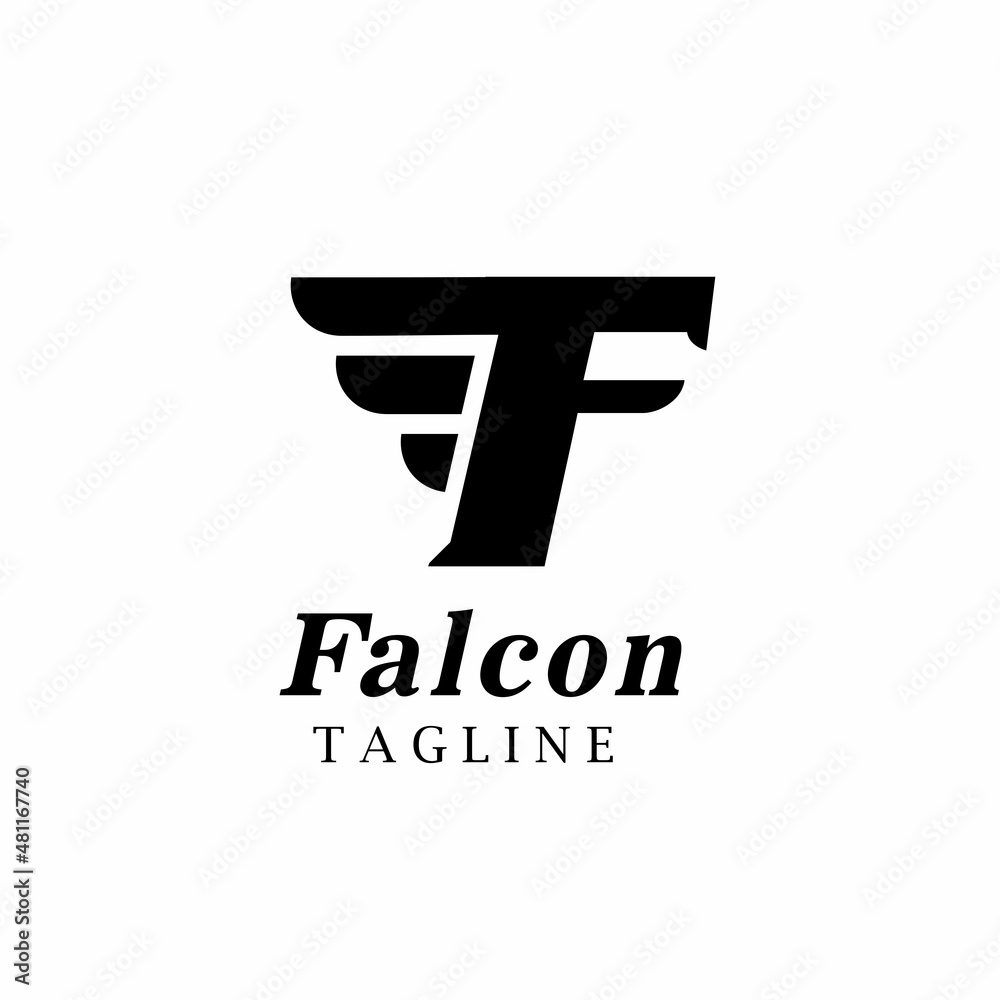 Point Letter F Logo. Falcon Lettering Design Vector with wings Point Letter F Logo. Falcon Lettering Design Vector with wings