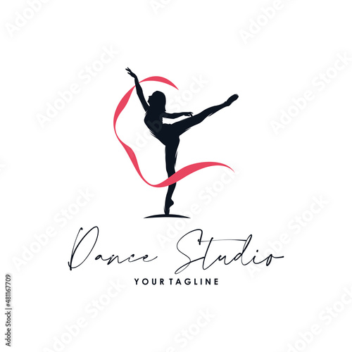 Logo for a ballet or dance studio silhouette design