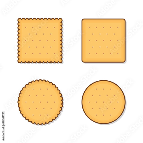Cracker Biscuits Vector Icon Illustration. Biscuit Cookie Snacks Flat Icon