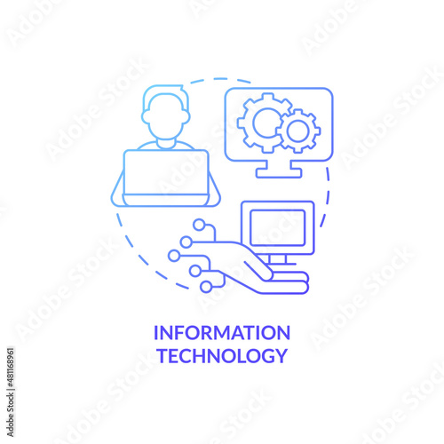 Information technology blue gradient concept icon. Business management skills abstract idea thin line illustration. Isolated outline drawing. Roboto-Medium, Myriad Pro-Bold fonts used