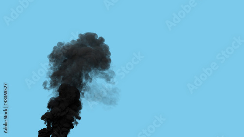 black thick defilement smoke exhaust from wildfire, isolated - industrial 3D illustration