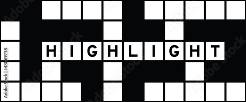 Alphabet letter in word highlight on crossword puzzle background