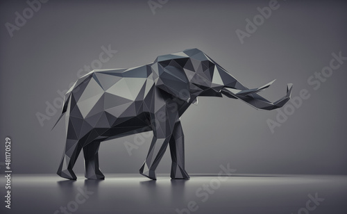 Canvas Print Low poly elephant on dark background.