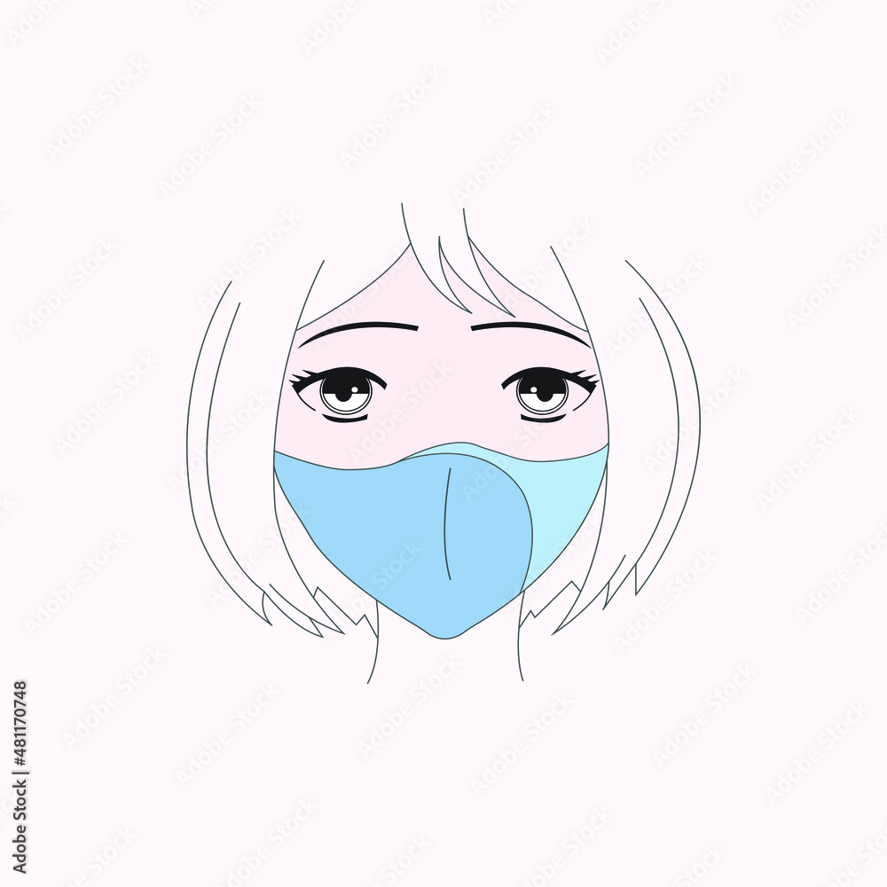 Pretty Girl Wearing a mask on his face illustration