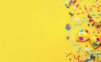 Colorful party items for carnival or birthday party
