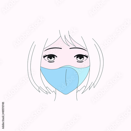 Pretty Girl Wearing a mask on his face illustration