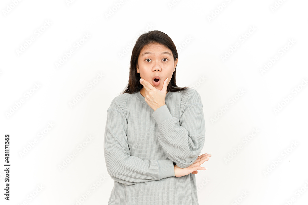 WOW face Of Beautiful Asian Woman Isolated On White Background WOW face Of Beautiful Asian Woman Isolated On White Background