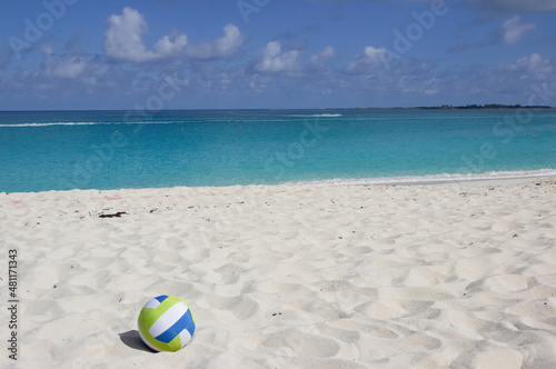 Beach ball on caribbean coast in Nassau, Bahamas