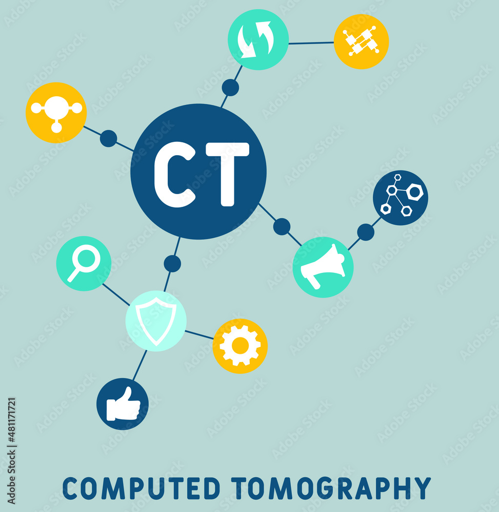 CT - Computed Tomography acronym. business concept background. vector illustration concept with keywords and icons. lettering illustration with icons for web banner, flyer CT - Computed Tomography acronym. business concept background. vector illustration concept with keywords and icons. lettering illustration with icons for web banner, flyer
