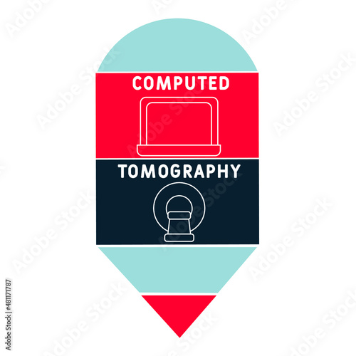 CT - Computed Tomography  acronym. business concept background.  vector illustration concept with keywords and icons. lettering illustration with icons for web banner, flyer