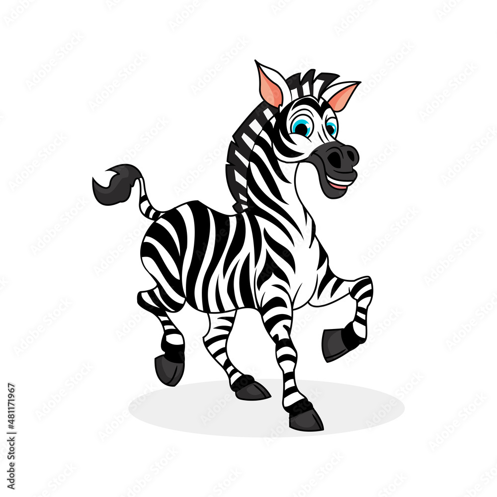 Cartoon zebra vector illustration with simple shadings.