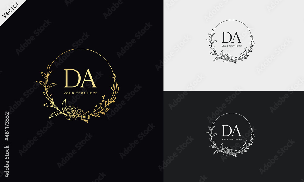 DA AD Signature initial logo template vector