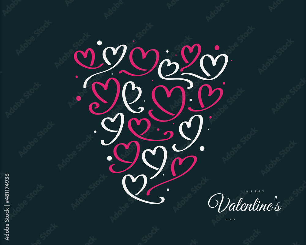Cute Red and White Doodle Heart Illustration for Valentine's Element. Valentine's Day Background for Wallpaper, Flyers, Invitation, Posters, Brochure, Banner or Postcard