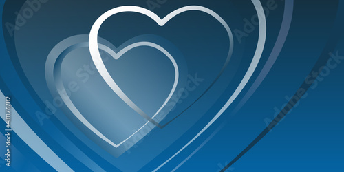 Gradient Hearts on dark blue background with copy space