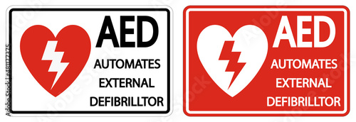Symbol AED Sign label on white background