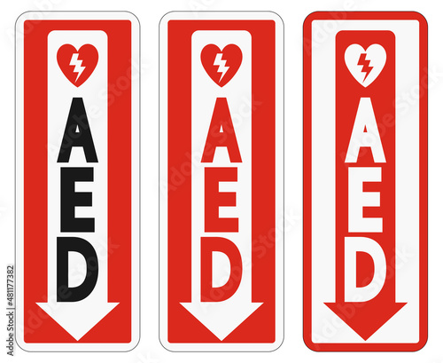 Symbol AED Sign label on white background